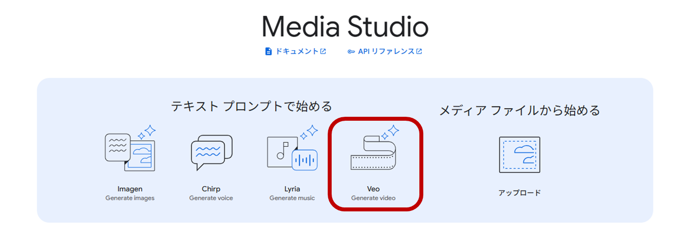 Media StudioからVEOを選択